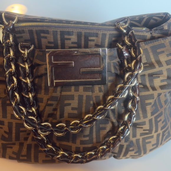 Fendi Brown FF Zucca Logo Shoulder Bag - Picture 9 of 10